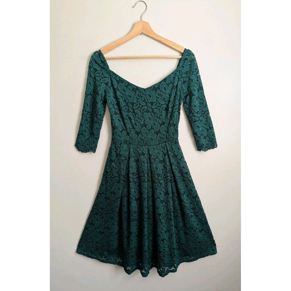 Miss May Stretch Lace Fit Flare Dress Women's XS Rockabilly Retro 40s 50s Swing